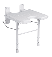 Duschklappsitz 9404-A höhenverstellbar mit Hygieneausschnitt ohne Pad weiß
