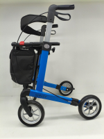 Rollator SERVER C PUR-Softräder, mit Stockhalter, Tasche, Rückengurt und Klingel SKY BLUE