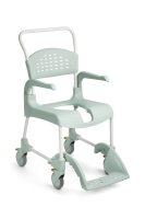 Dusch- und Toilettenrollstuhl Clean, vordere Öffnung, lagoon, seitliche Ansicht