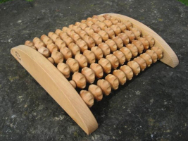 Massageroller zur Fußmassage, Buchenholz, 7 x 11 Rollen