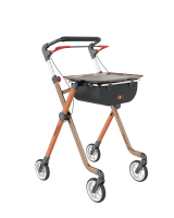 Indoor-Rollator Pixel mit Tablett und Tasche, toffee-braun, Ansicht von schrägvorne
