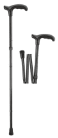 Reisestock, Leichtmetall mit Derbygriff Comfort Soft, faltbar schwarz