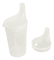Trinkbecher mit Teeaufsatz langes Mundstück transparent