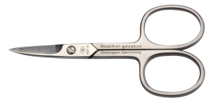 Nagelschere lange Spitze gebogen mit Micro-Zahnung, waagrecht