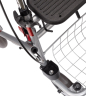 Rollator SENIO mit Tablett, Korb, Sitz und Stockhalter, PU, silber, Ansicht Stockhalter