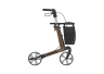 Rollator SERVER Standard mit Stockhalter und Tasche, Seitenansicht, Farbe braun