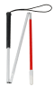 Blindenstock, Taststock, Leichtmetall mit Nylonspitze faltbar, reflektierend, 150 cm, gefaltet