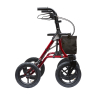 Rollator TAiMA XC, luftbereift, Netz, Rückengurt und Stockhalter, rot-metallic, Seitenansicht